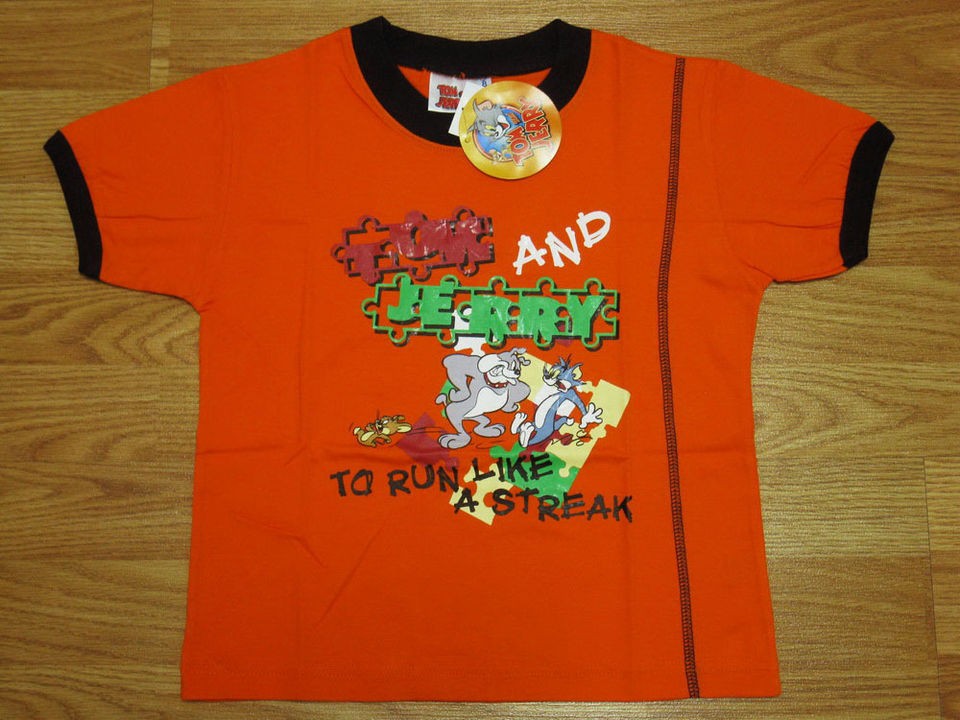 Tom & Jerry Boy Cotton T Shirt #094 31 Orange Size 8 age 6 8
