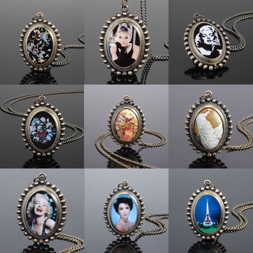 Sale Promotion,Many Kinds of Background Quartz Pocket Watch + Chain 