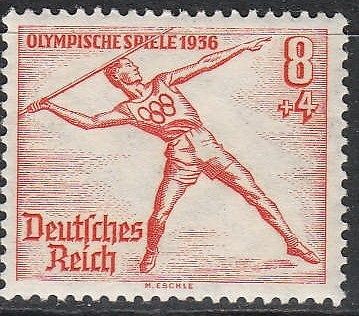   Mi 612 Sc B85 1936 Nazi 3rd Reich Olympic Munich Javelin Throw MNH