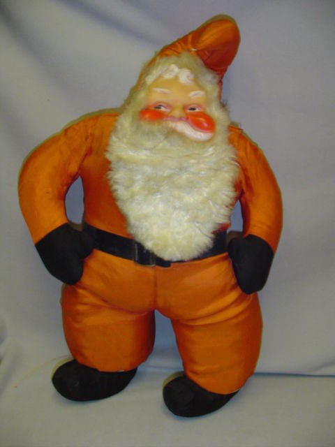 Santa Stuffed Rubber Orange Rayon 20 Vintage