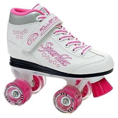 NEW ROLLER DERBY SPARKLE LIGHTED QUAD SPEED SKATES GIRLS sz 4 KIDS