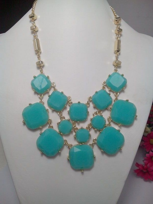   Party bridesmaid Christmas Gift Olivia Bubble Bib Necklace Turquoise