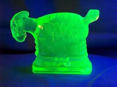 VASELINE URANIUM GLASS SPARK PLUG BARNEY GOOGLES HORSE GLOW