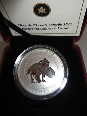 2012 25 CENT CANADA GLOW IN THE DARK DINOSAUR PACHYRHINOSAUR​US 