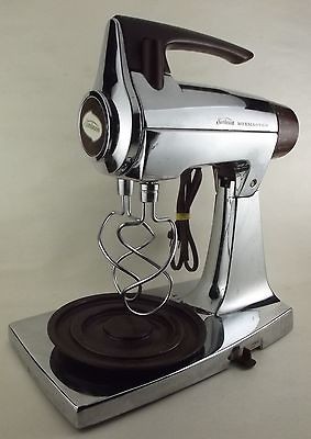   Sunbeam MixMaster Chrome Brown 12 Speed Mixer Working w/ Dough Beaters