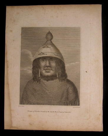 Woman of Nootka Sound Northwest coast of America 1802 antique engraved 