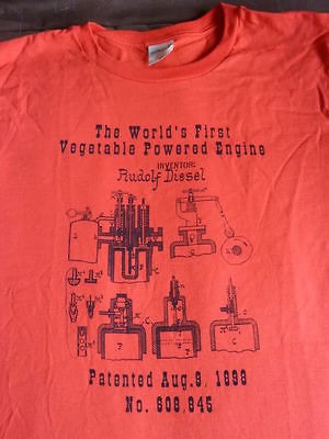 Rudolf Diesel Engine T Shirt WVO Vegetable oil