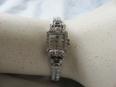 Vintage Cyma 14kt white gold and Diamond watch