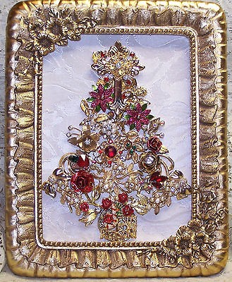 VINTAGE JEWELRY FRAMED CHRISTMAS TREE JESUS IS THE REASON