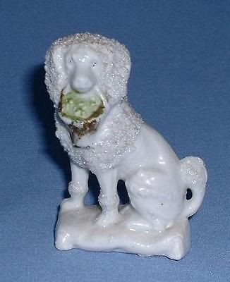 ANTIQUE STAFFORDSHIRE DOG POODLE W BASKET GERMANY