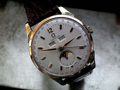   Omega Cosmic Triple Date Moon Phase Big Fancy Case Original Dial Rare