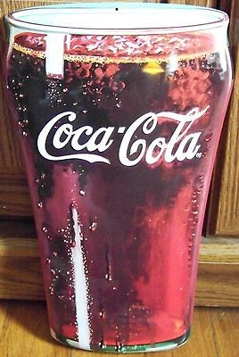 Coca Cola Coke Glass Die Cut Embossed Vintage Advertising Tin Sign 
