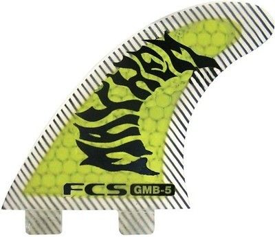 FCS GMB 5 FLURO TRI QUAD SURFBOARD 5 FIN SET PERFORMANCE CORE   NEW 