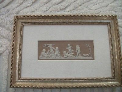 Wedgwood lilac jasper dipped framed plaque cherubs Wedgwood O mark