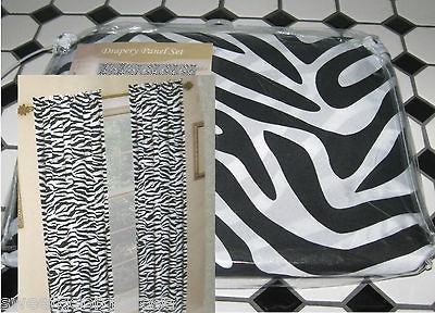 84 SAFARI Panels Curtains ZEBRA ANIMAL Black White SET Kids Teens set