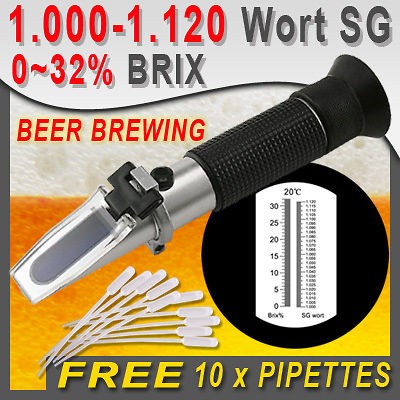 32% Brix ATC Wort SG Portable Refractometer Sugar Wine Beer Fruit