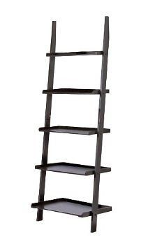 Contemporary Black Finish 5 Tier Ladder Book Shelf