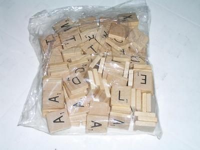 SCRABBLE LETTERS COMPLETE SET OF 100 WOOD TILE PIECES UNUSED