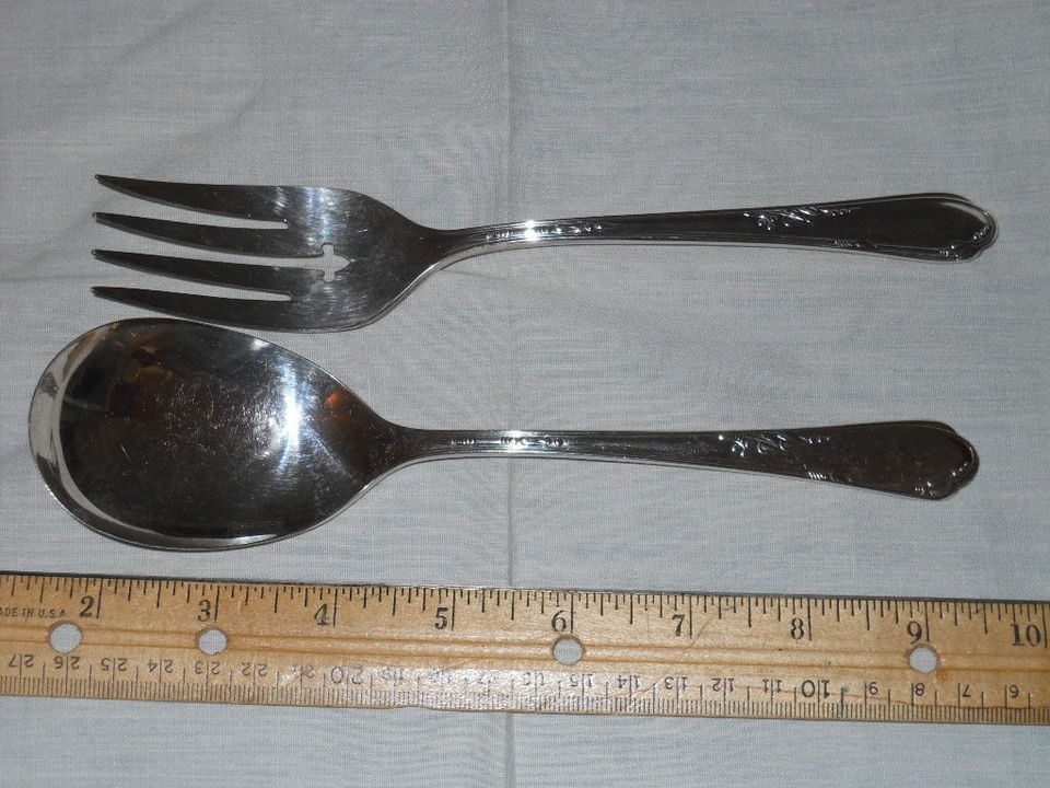 WM ROGERS A1 PLUS MEADOWBROOK MEAT FORK & SERVING SPOON FLATWARE 