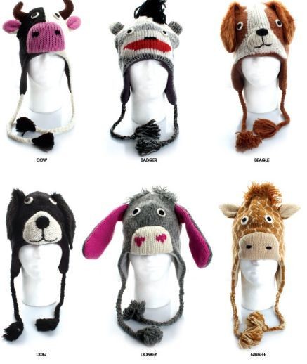 ZEBRA PENGUIN TIGER DOG BADGER BEAGLE ELEPHANT COW PANDA PILOT HAT 