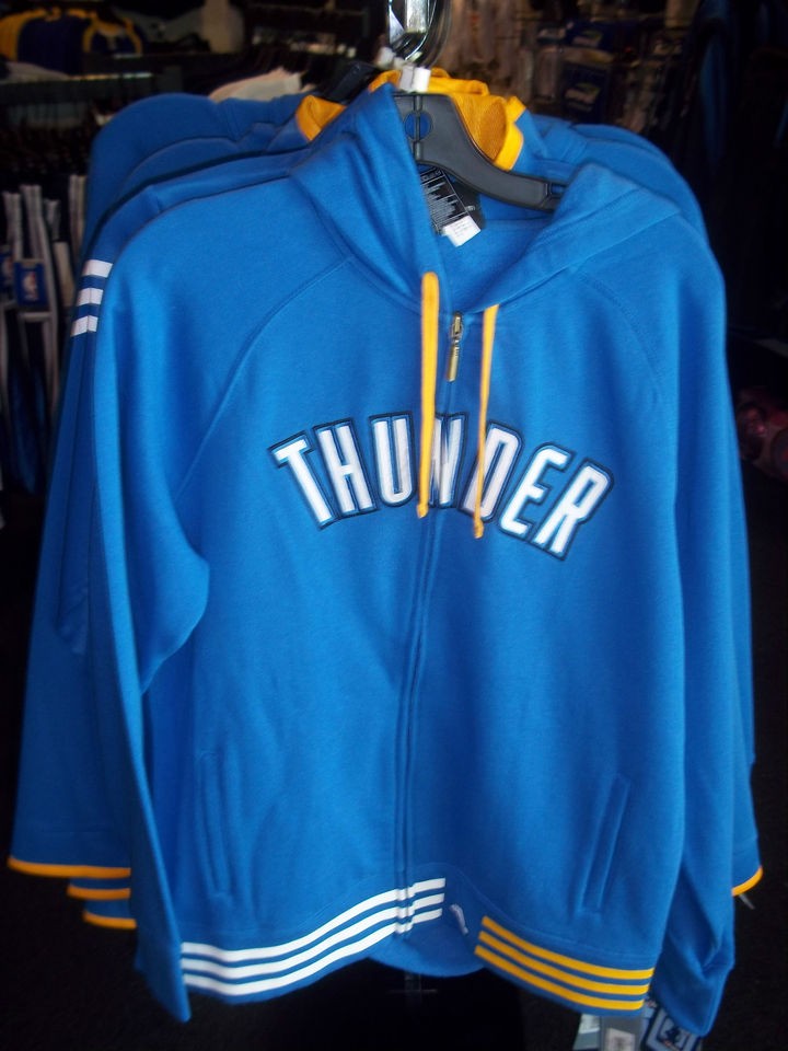 ADIDAS WOMENS OKC THUNDER BASKETBALL LONG SLEEVED HOODIE BLUE