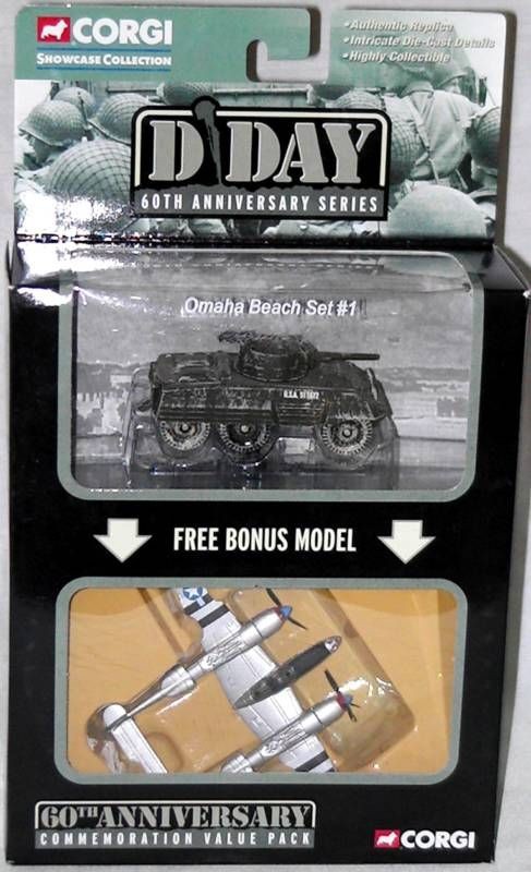 CORGI WWII Omaha Beach #1 USMC Greyhound P 38 Lightning