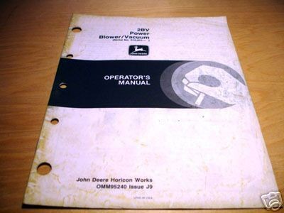 John Deere 2BV Power Blower Vacuum Operators Manual JD