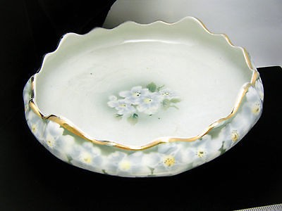 France K&G Luneville Shallow Bowl Floral Gilt Rim Multiple Marks