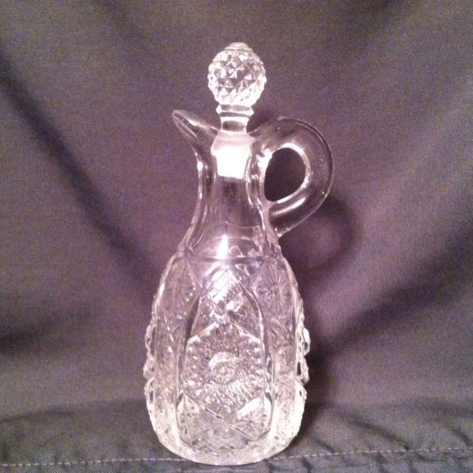 Vintagle Imperial Pressed Glass Cruet W/ Original Stopper