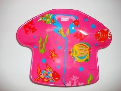 ALOHA PINK T SHIRT SHAPE SNACK PLATE FISH STAR NEW