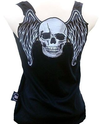 SKULL ANGEL Rock Star Biker Club MC ViP Dark Gothic Hardcore TANK TOP 