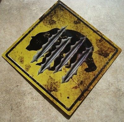 BEAR CLAW STREET CROSSING ROAD SIGN Rustic Lodge Primitive Log Cabin 