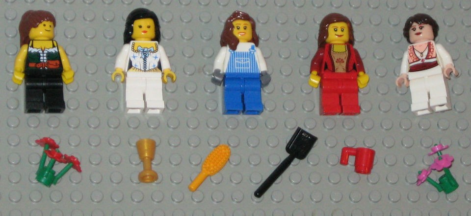 Lego MINIFIGURES 5 Women Girls Lady People Flowers Female Town 