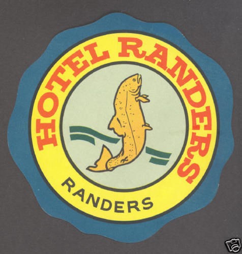 Luggage Label ~ Hotel Randers ~ Denmark Fish Logo