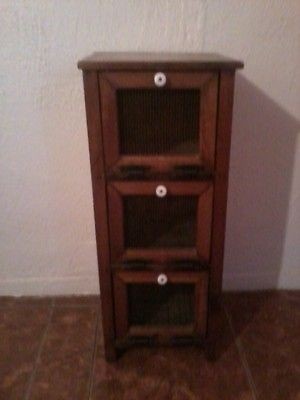 Wood Pie safe jelly cabinet cupboard chicken wire mesh doors drop down 