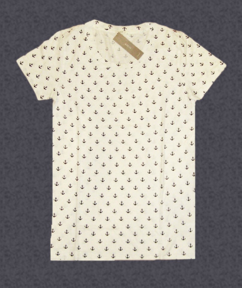 NEW J CREW ReTaiL ANCHORS AWEIGH Retro print Tee Shirt Top ivory xs 