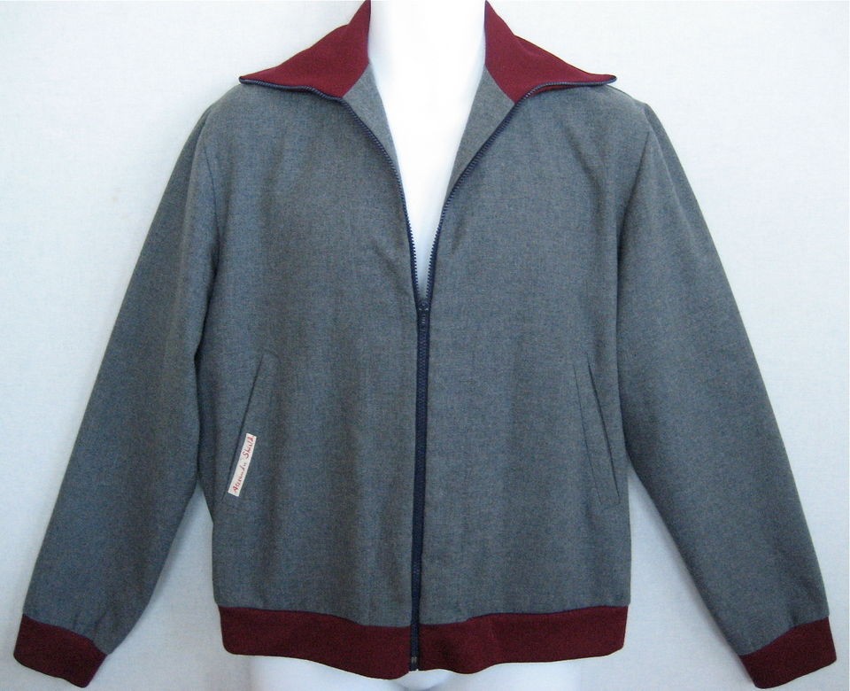 Vintage 50s Gray Red Alexander Shields Ricky Jacket Car Coat 