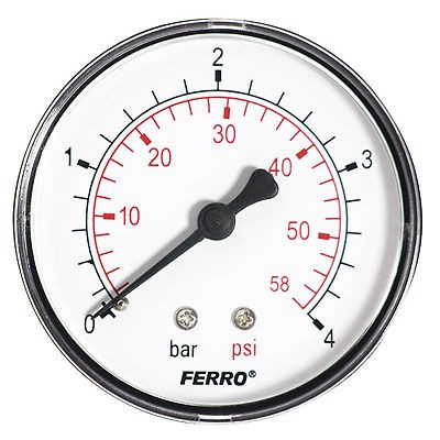 60mm 4BAR 60PSI Pressure Gauge air oil or water 1/4 BSPT Rear Entry 