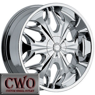 22 Chrome Akuza Reaper Wheels Rim 5x108/5x114.3 5 Lug Ford Jaguar 