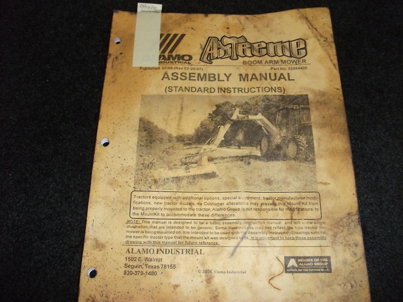 Alamo Axtreme boom arm mower assembly manual