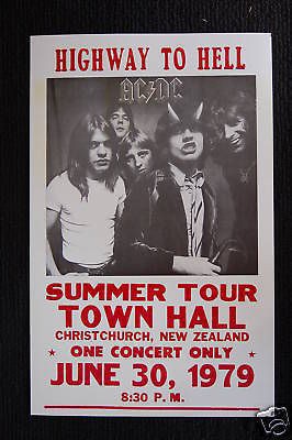 AC/DC Tour Poster Highway to hell 1979 New Zealand