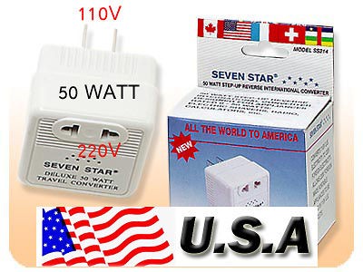 50 Watt Voltage Converter 110v to 220v Adapter TO BE USED USA