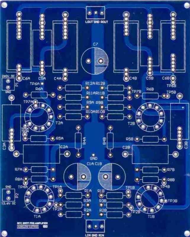 M7C SRPP (12AX7 12AU7) Valve Preamplifier Bare PCB (Stereo)