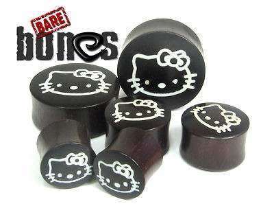 Ear Gauges 7/16 Raintree Wood Organic Jewelry Hello Kitty Plugs