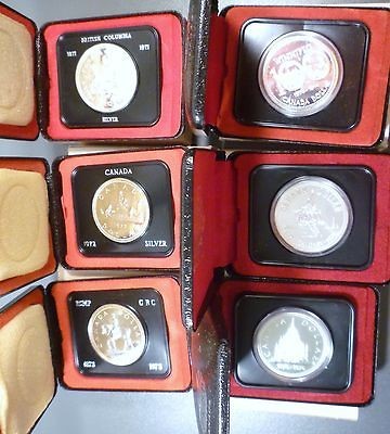 Canada 1971 Thru 1976 Commemorative Prooflike Silver Dollars Beauties