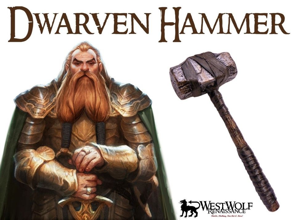 DWARVEN HAMMER   Practice Weapon    sca/larp/medieval/lotr/war/sledge 