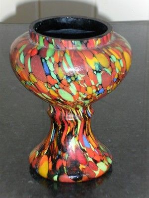   Superb Art Deco Bohemian Czech Vividly Bright Spatter Vase 1920s