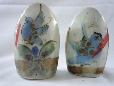 KE Ken Edwards Signed Salt Pepper Shakers Slim Blue Birds Mexico 