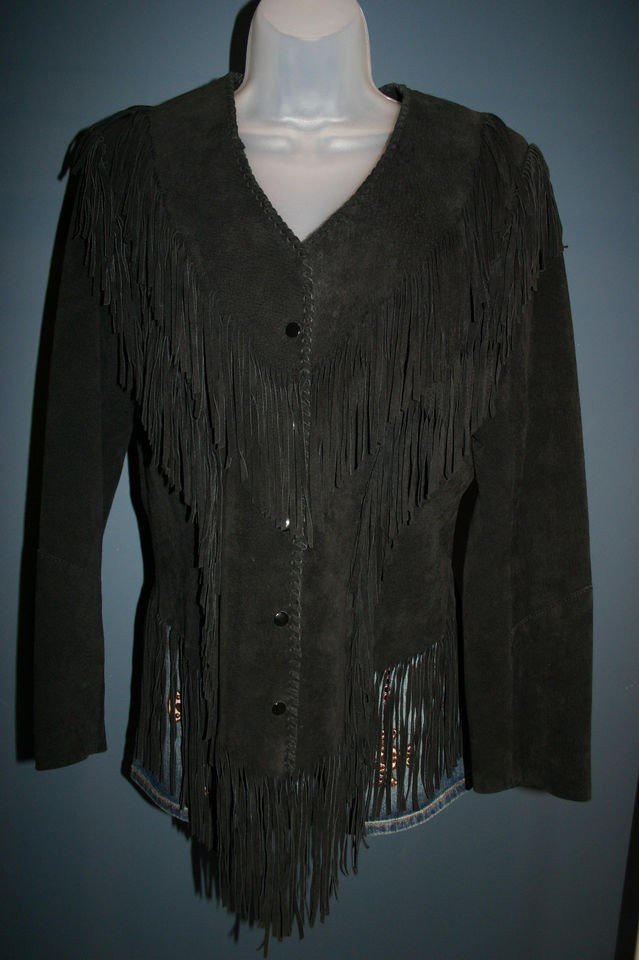 Echo Mountain by Arturo Fringe Leather Jacket Size 10**