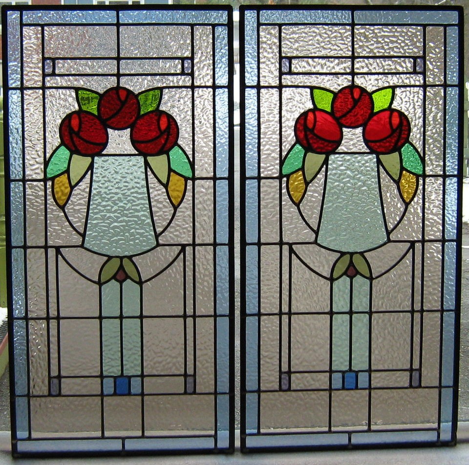 ARTWORK KITCHEN DOORS PANEL SET  MACKINTOSH ROSES STAINED GLASS